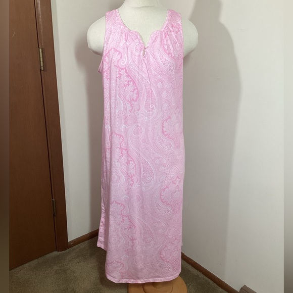 Lauren Ralph Lauren Black Label L Pink Paisley Nightgown Sleep Shirt Cotton - Picture 3 of 11